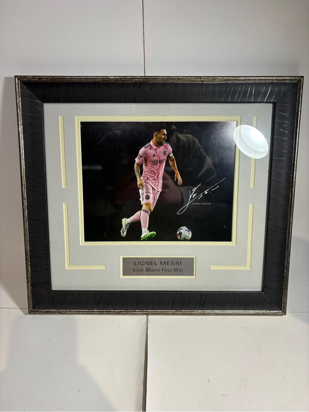 Lionel Messi Framed Facsimile Auto Inter Miami 1st Game With Inter Miami Photo